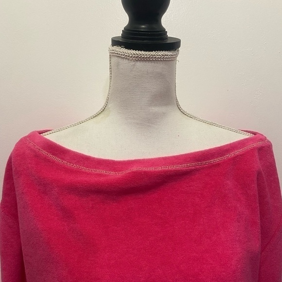 Boston Proper Terry Cloth Hot Pink Pull Over Sweater - Picture 6 of 9